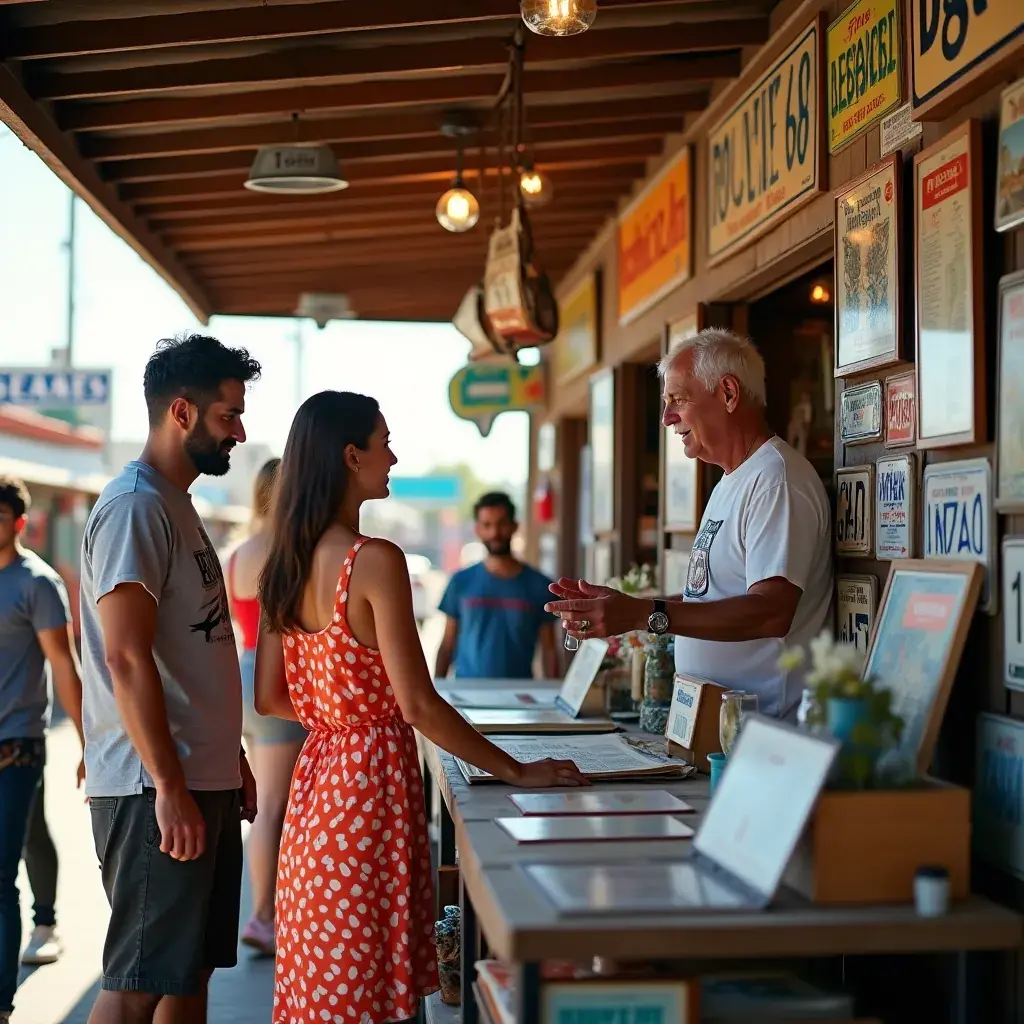 Дети, играющие у старинной бензоколонки