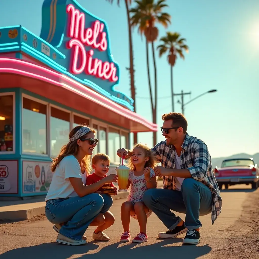 Просторный вид на пустыню, через которую проходит Route 66