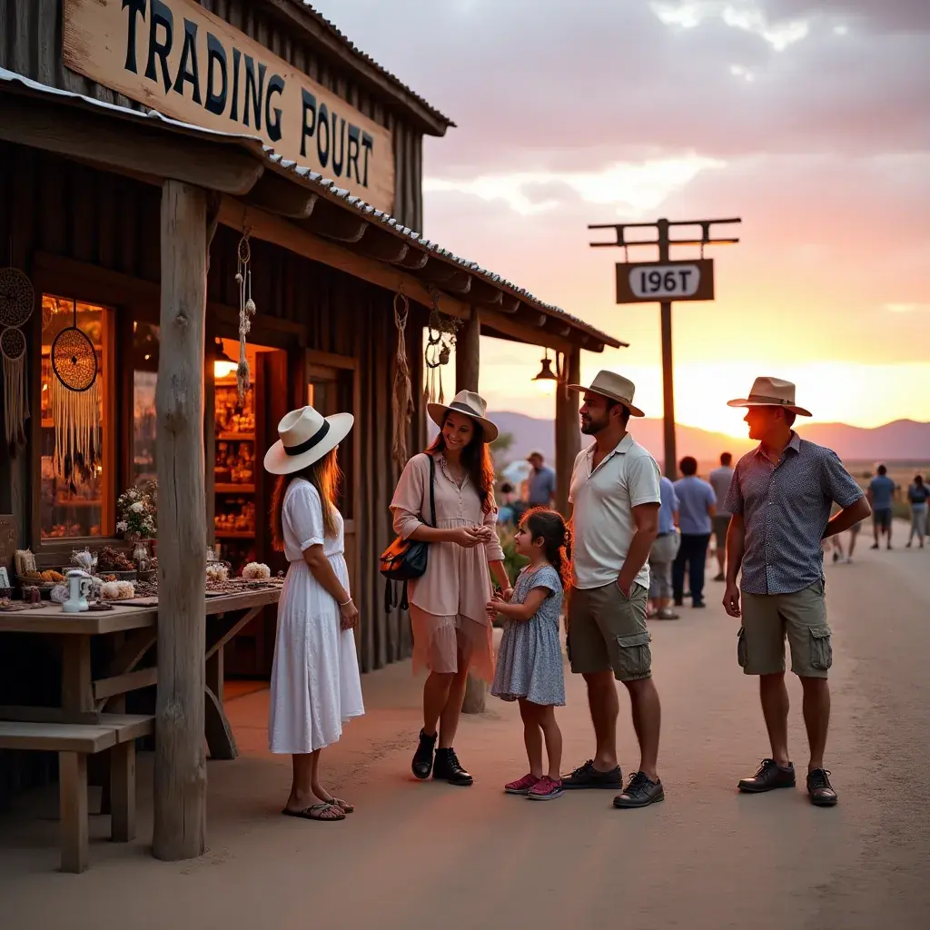 Ретро-машина, проезжающая мимо знака о достопримечательностях