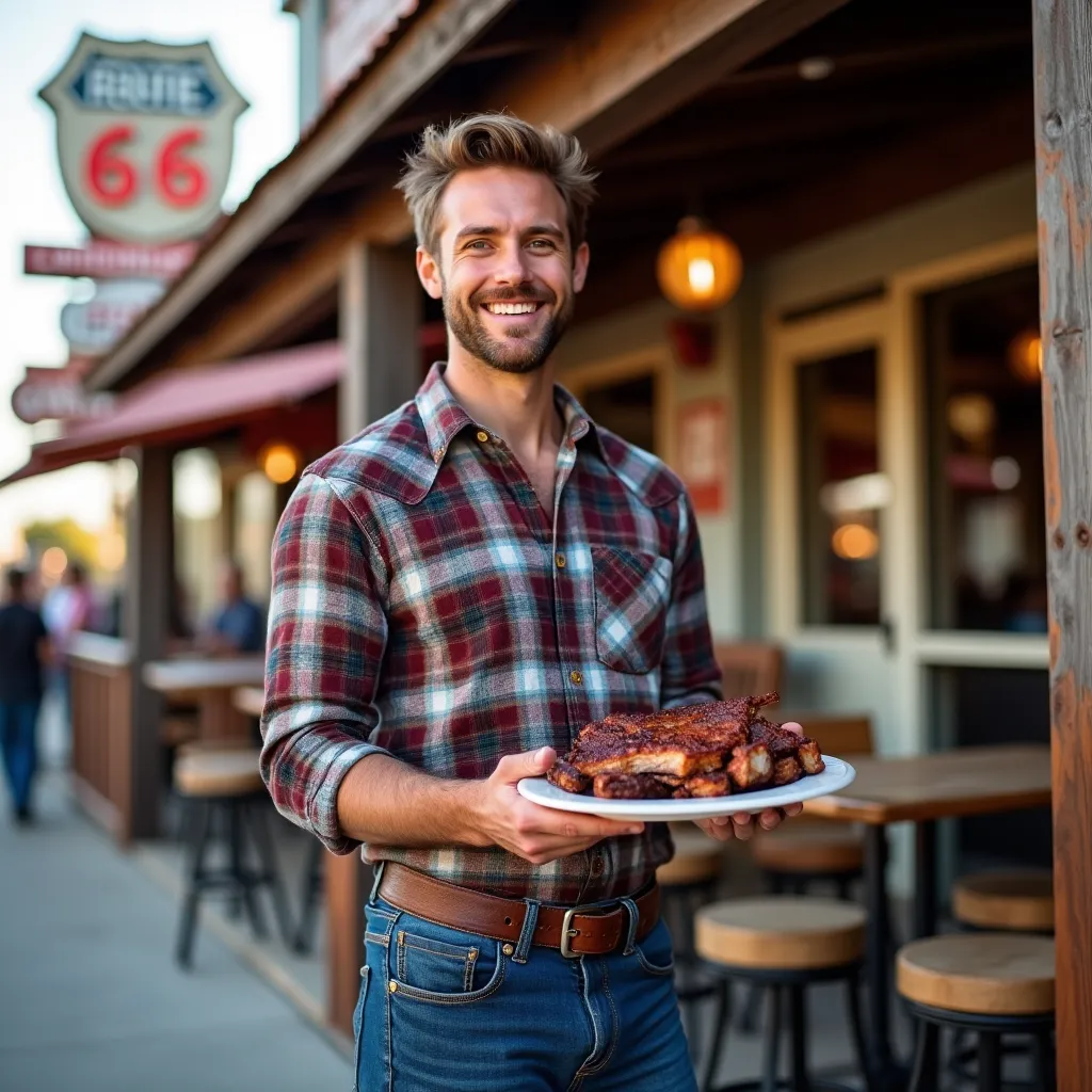 Вид на старый мост через реку на Route 66
